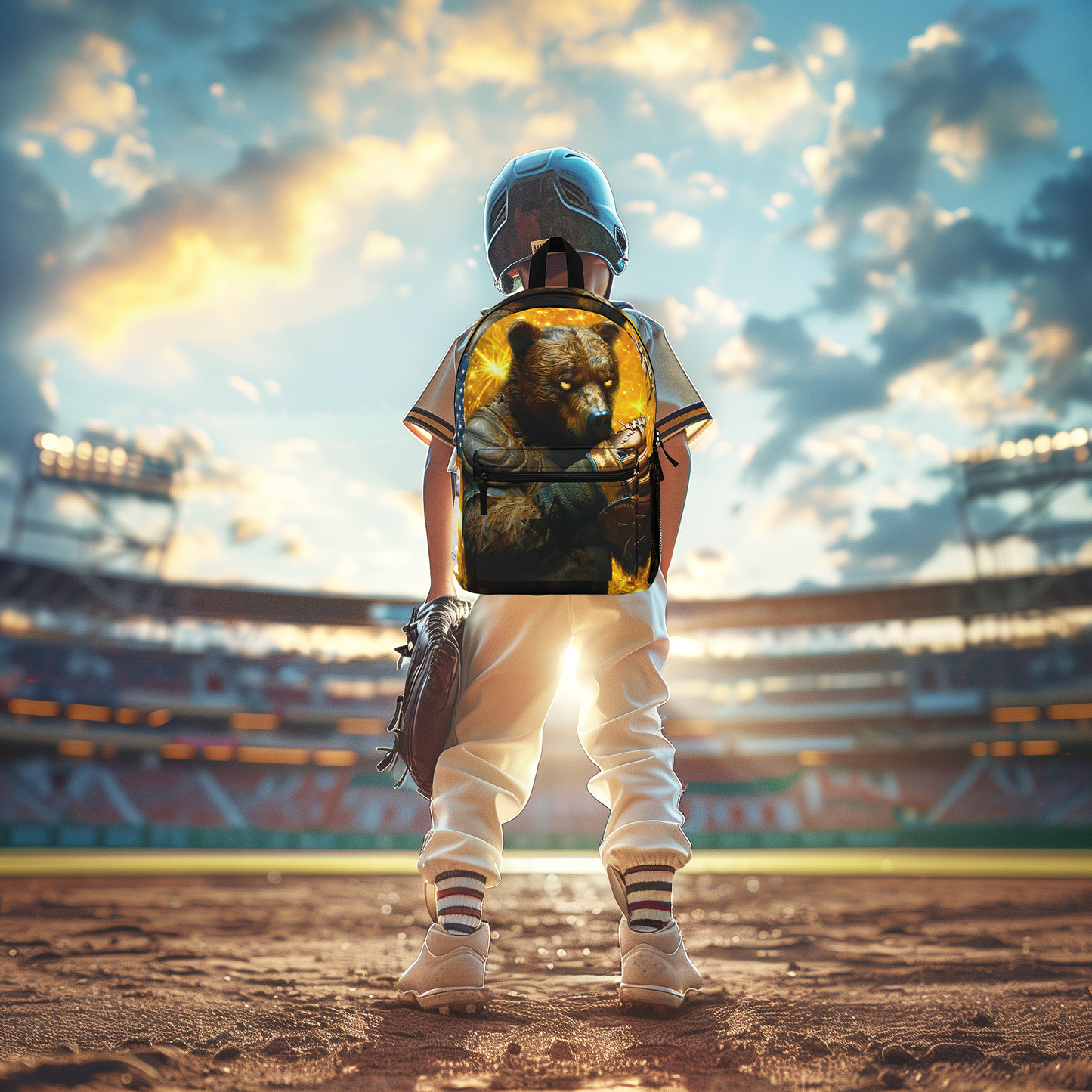 Baseball 'Golden Glove Bear' Write & Wear Personalized Inspiration Backpack, Babe Ruth Quote, back to school, baseball gift, travel bag